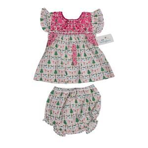 NWT Six Honeybees 12M Sugarplum Dreams Ruffle Bloomer Set